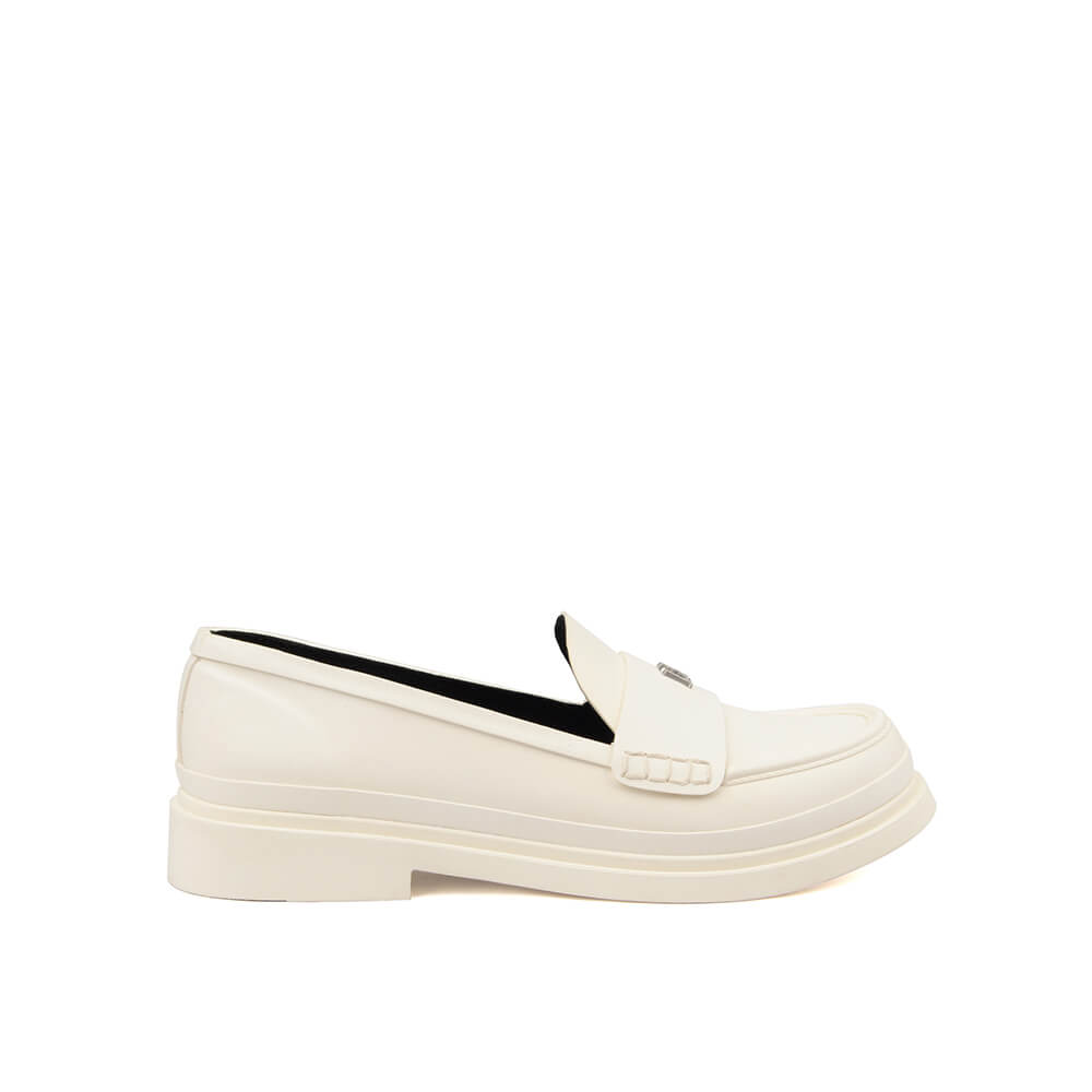 Howard Shawn Women's Chunky Platform Penny Loafers – HS Logo Slip-On Leather Loafer Shoes