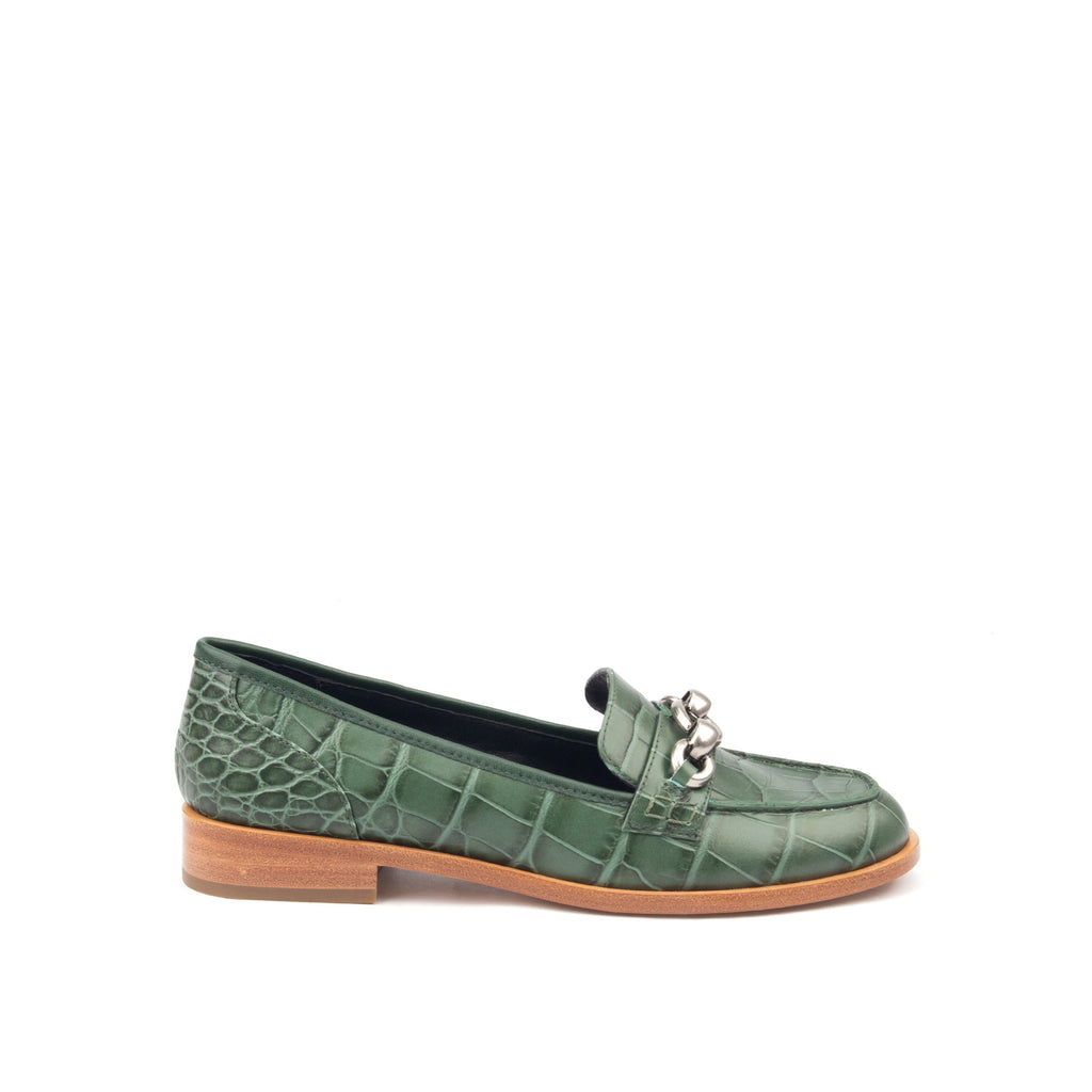 AMERICAS AVE – Croc-Print &amp; Smooth Leather Loafers
