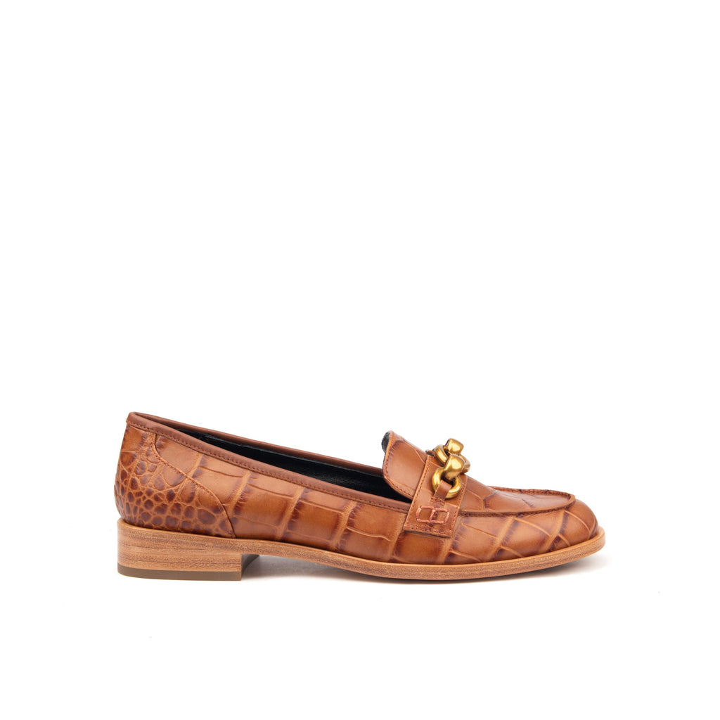 AMERICAS AVE – Croc-Print &amp; Smooth Leather Loafers