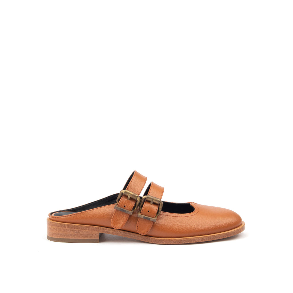 SPRING ST. – Light Brown Double-Strap Mules