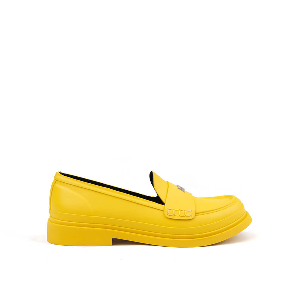 Howard Shawn Women's Chunky Platform Penny Loafers – HS Logo Slip-On Leather Loafer Shoes