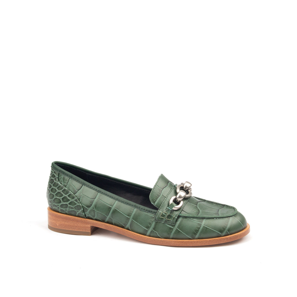 AMERICAS AVE – Croc-Print &amp; Smooth Leather Loafers