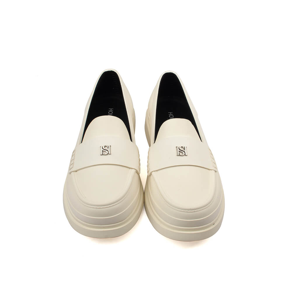 Howard Shawn Women's Chunky Platform Penny Loafers – HS Logo Slip-On Leather Loafer Shoes