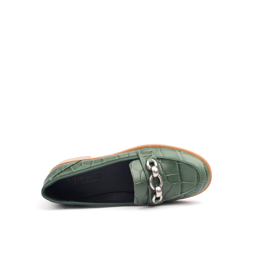 AMERICAS AVE – Croc-Print &amp; Smooth Leather Loafers