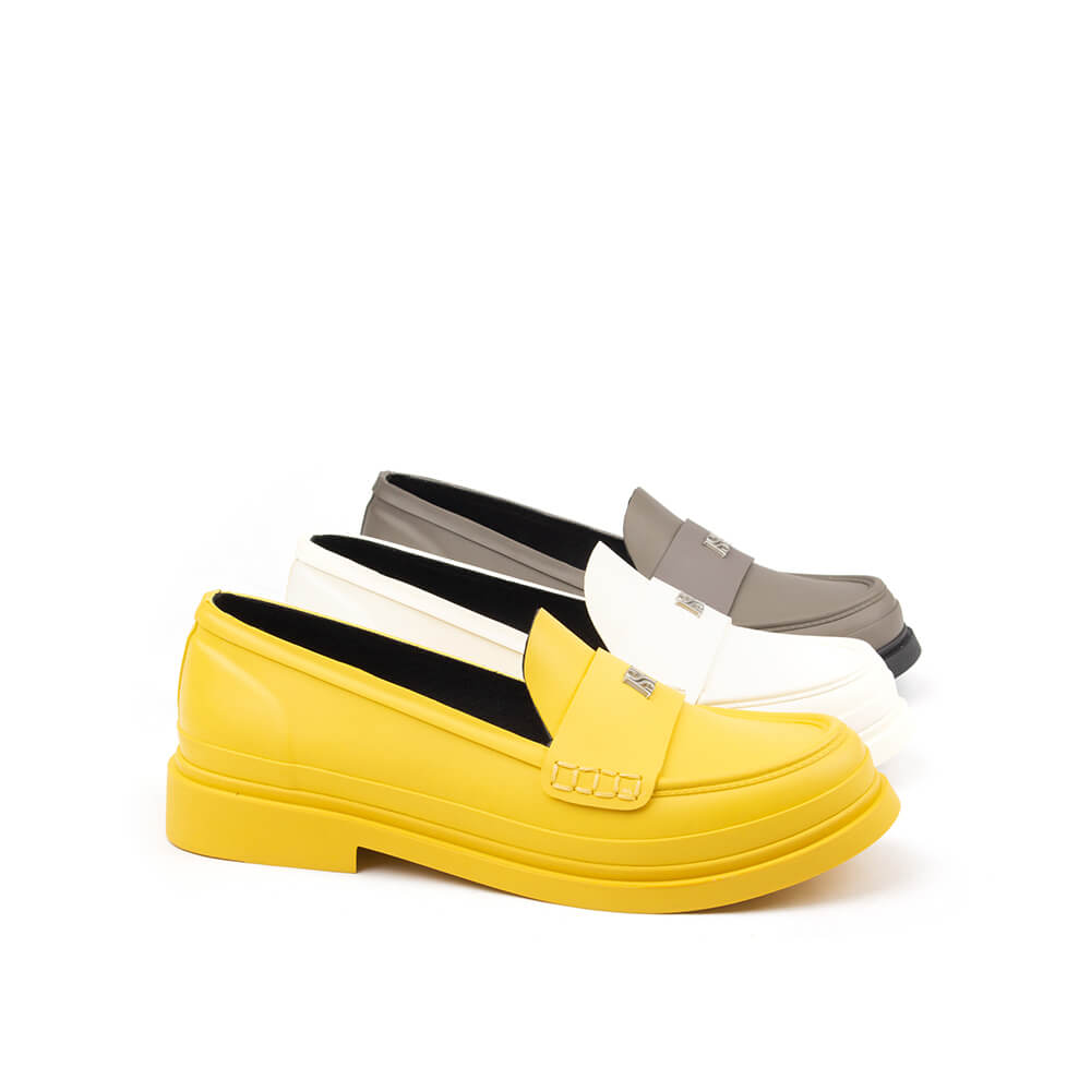 Howard Shawn Women's Chunky Platform Penny Loafers – HS Logo Slip-On Leather Loafer Shoes