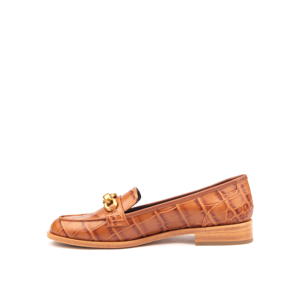 AMERICAS AVE – Croc-Print &amp; Smooth Leather Loafers