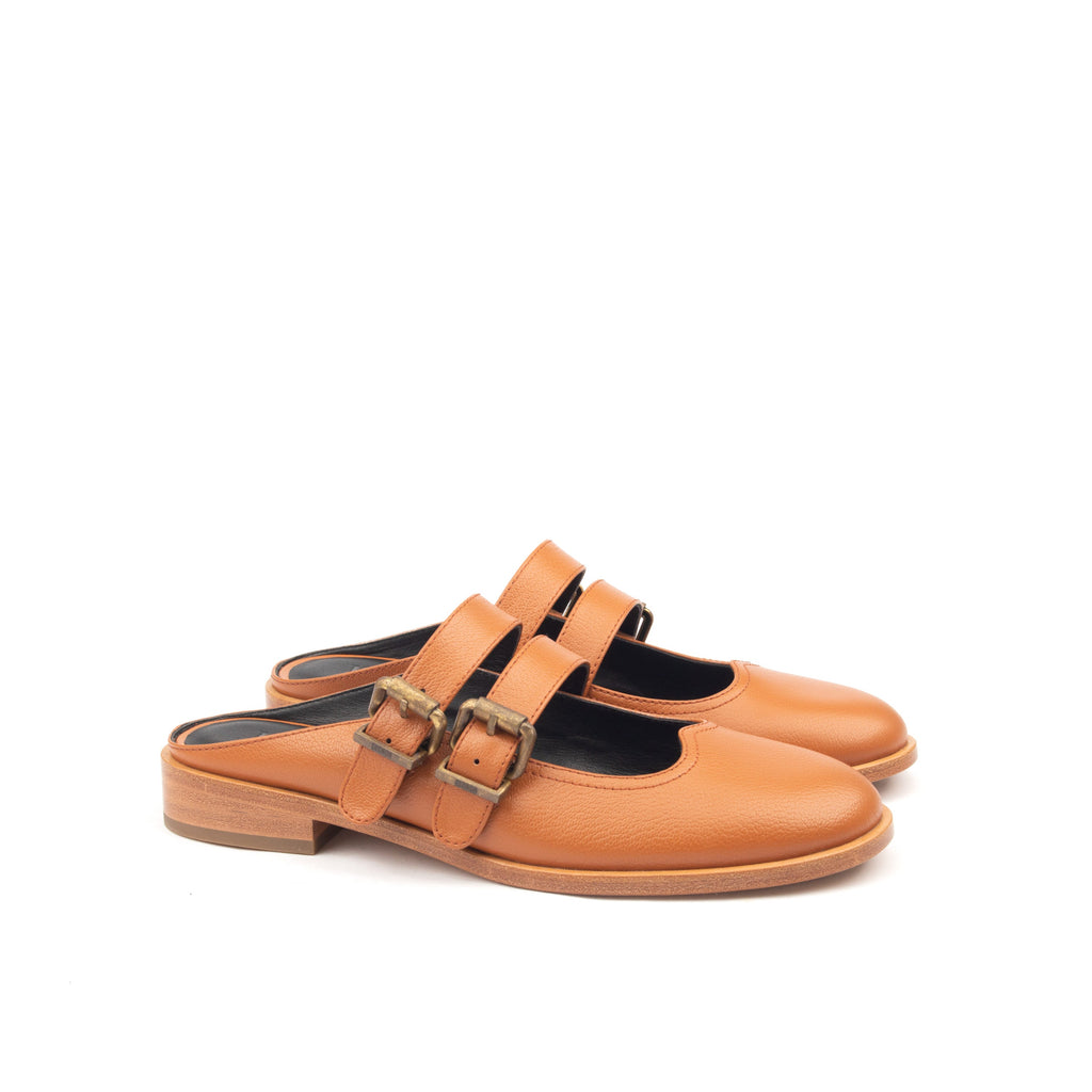 SPRING ST. – Light Brown Double-Strap Mules