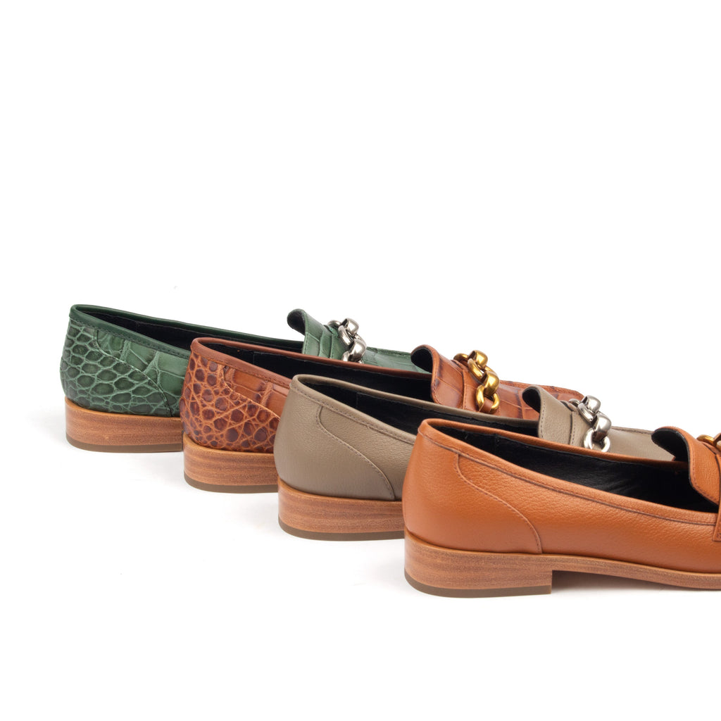 AMERICAS AVE – Croc-Print &amp; Smooth Leather Loafers