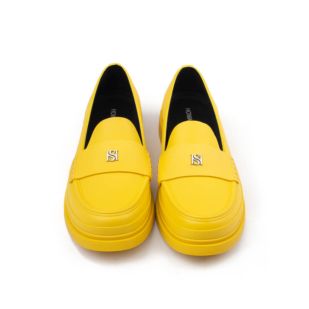 Howard Shawn Women's Chunky Platform Penny Loafers – HS Logo Slip-On Leather Loafer Shoes