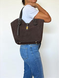 Brown Leather & Suede Trapezoid Shopper | Handcrafted Italian Work Tote