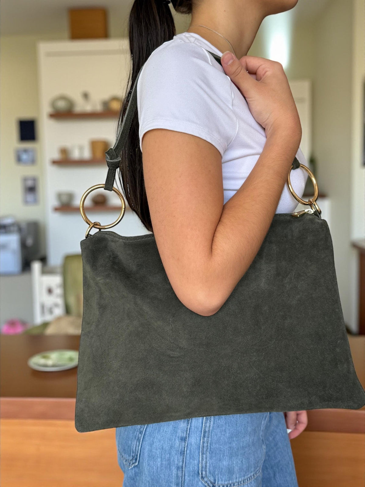 Boho Soft Suede Shoulder Hobo Bag