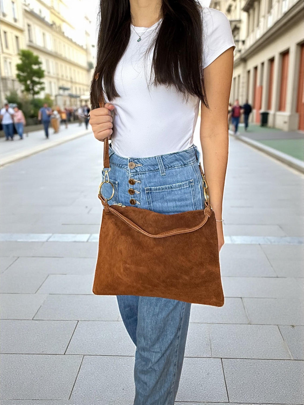 Boho Soft Suede Shoulder Hobo Bag