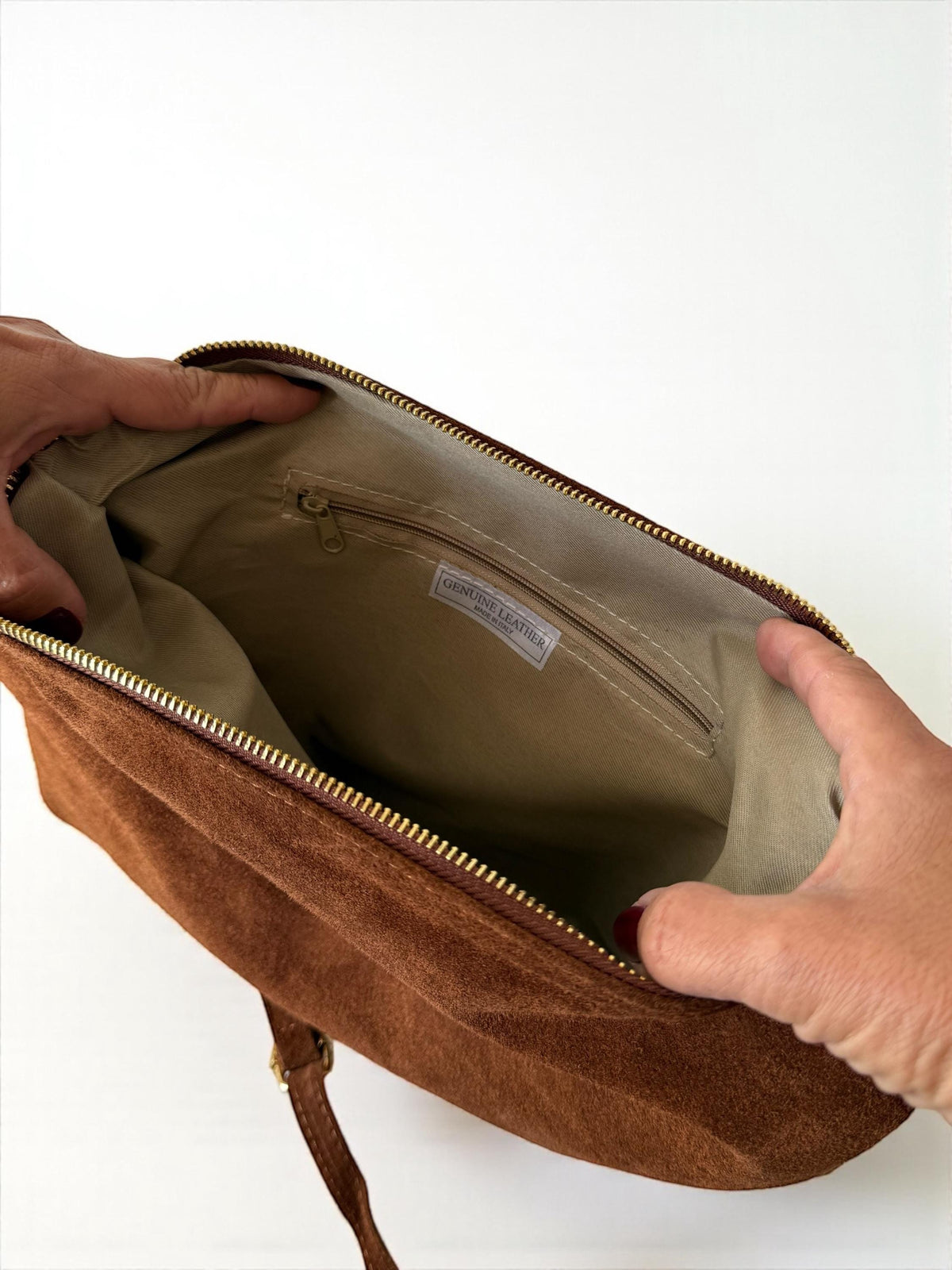 Suede Shoulder Boho Hobo Bag with Gold Rings & Knotted Strap | Quiet Luxury