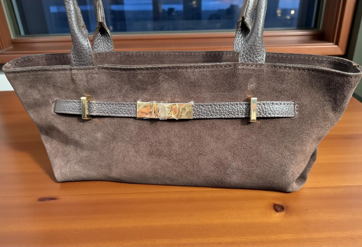 Dark Brown Genuine Suede Baguette