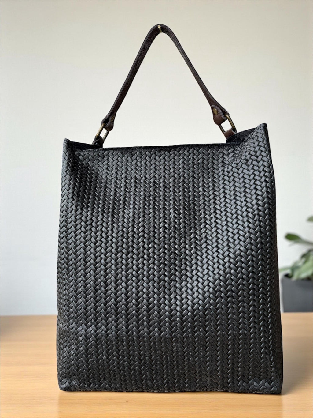 Woven Leather Tote Bag