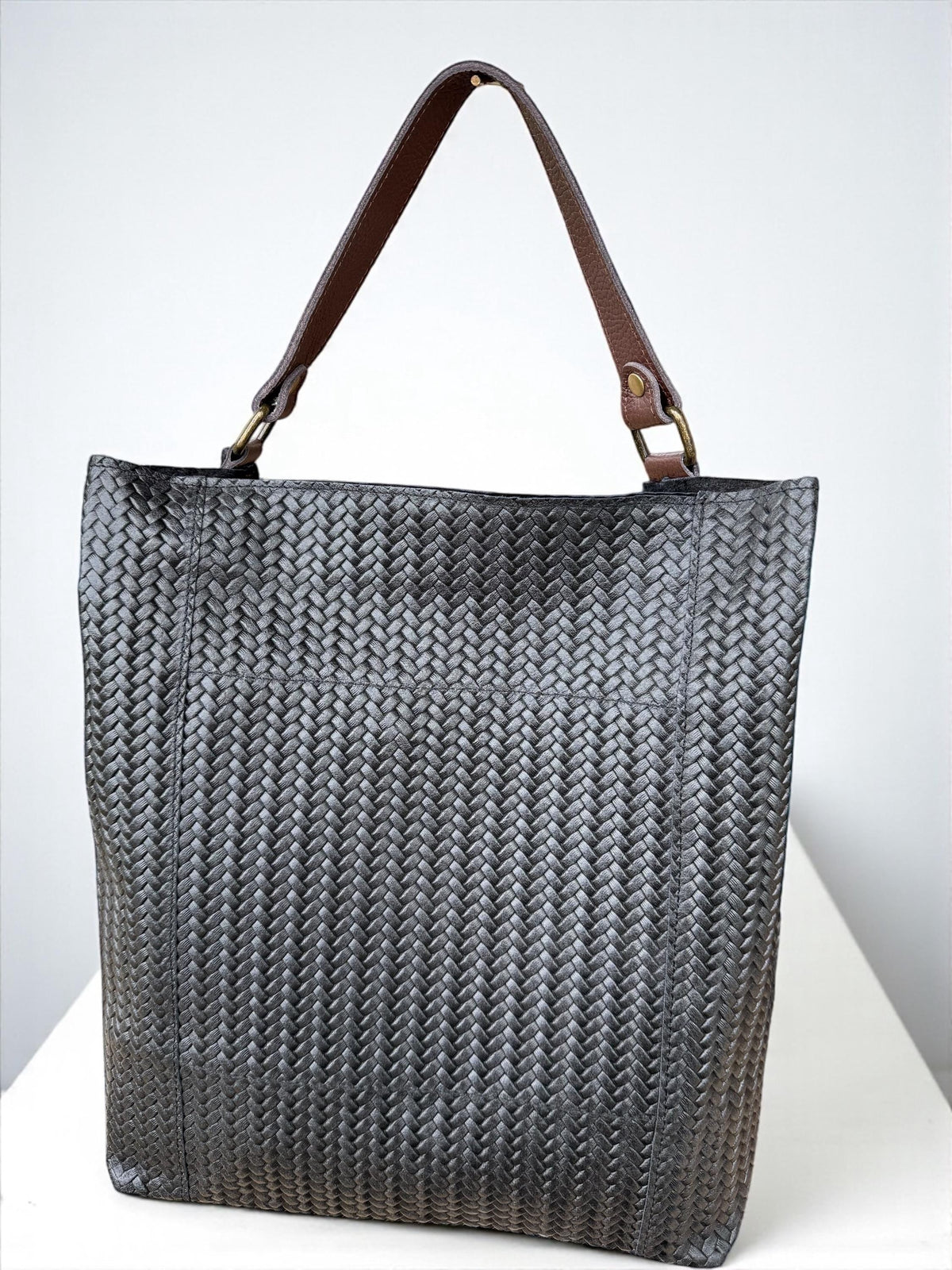Woven Leather Tote Bag