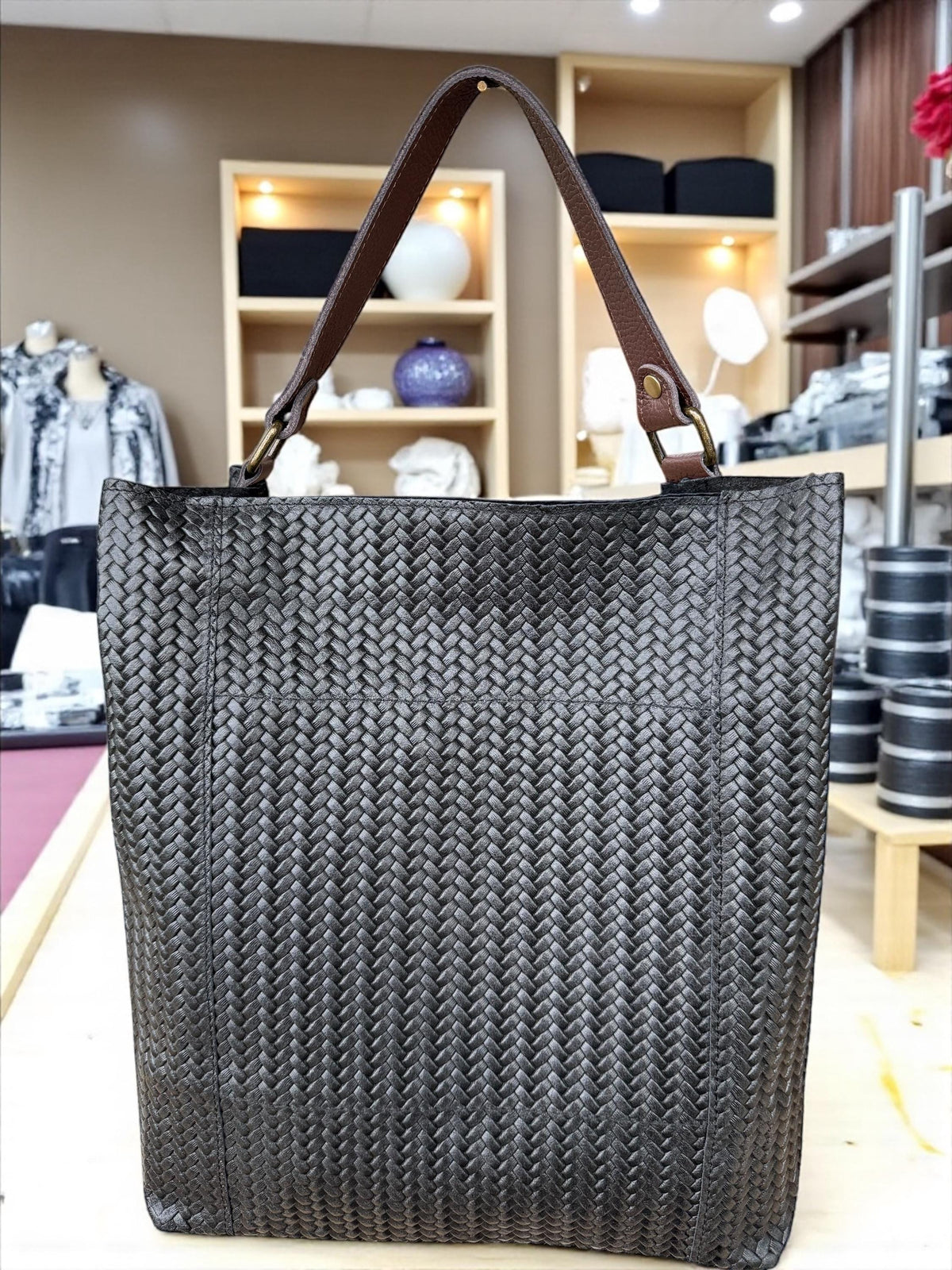 Woven Leather Tote Bag
