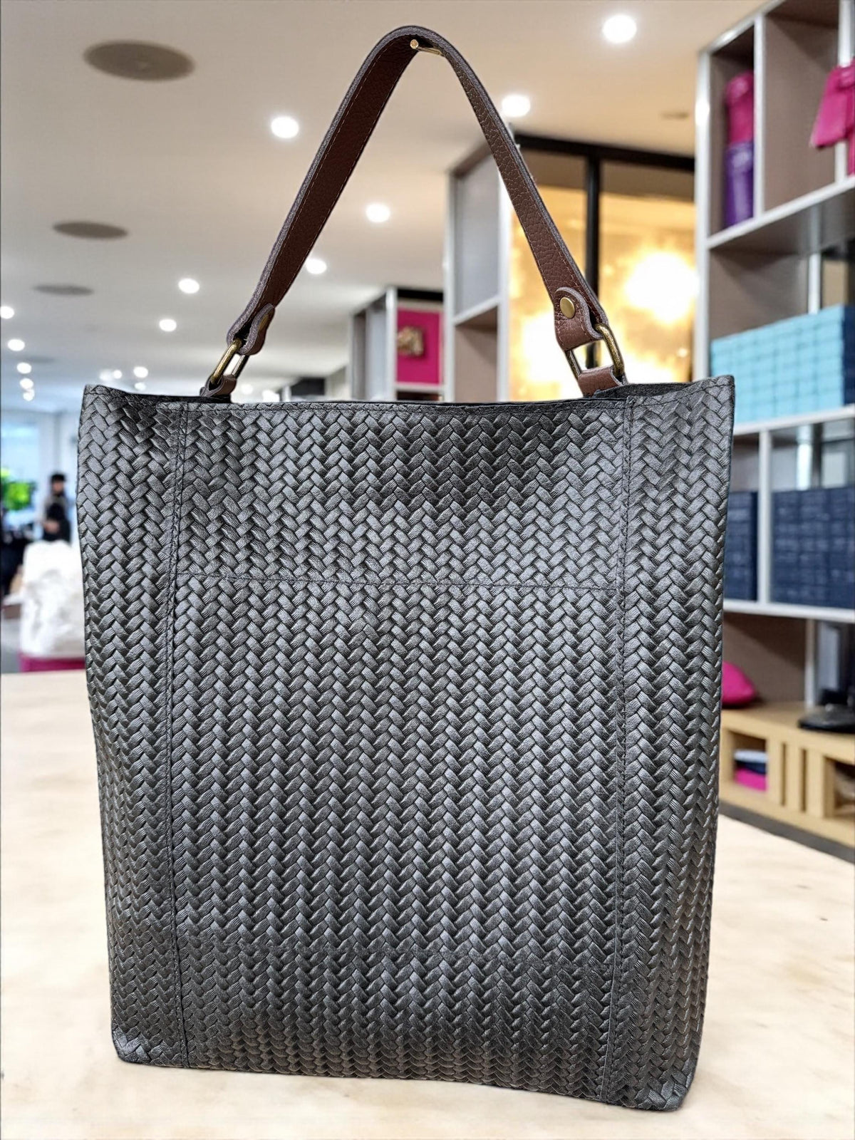 Woven Leather Tote Bag