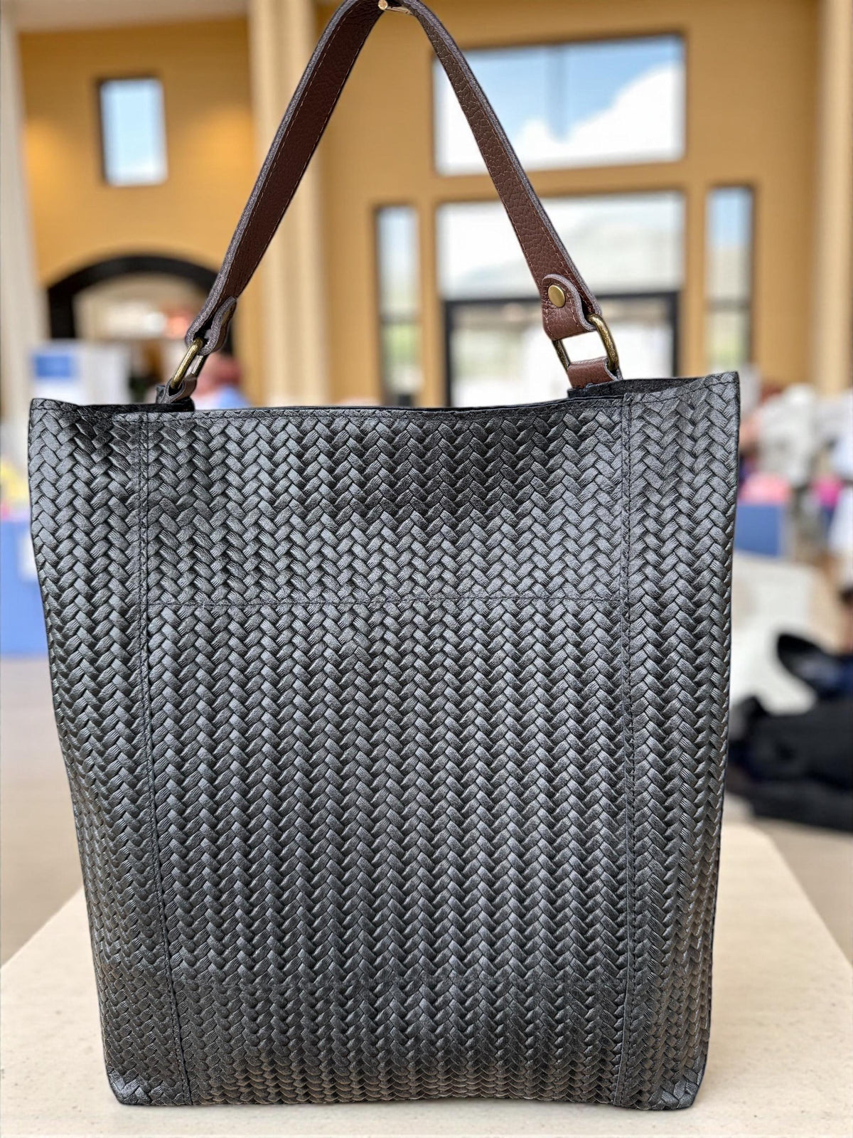 Woven Leather Tote Bag