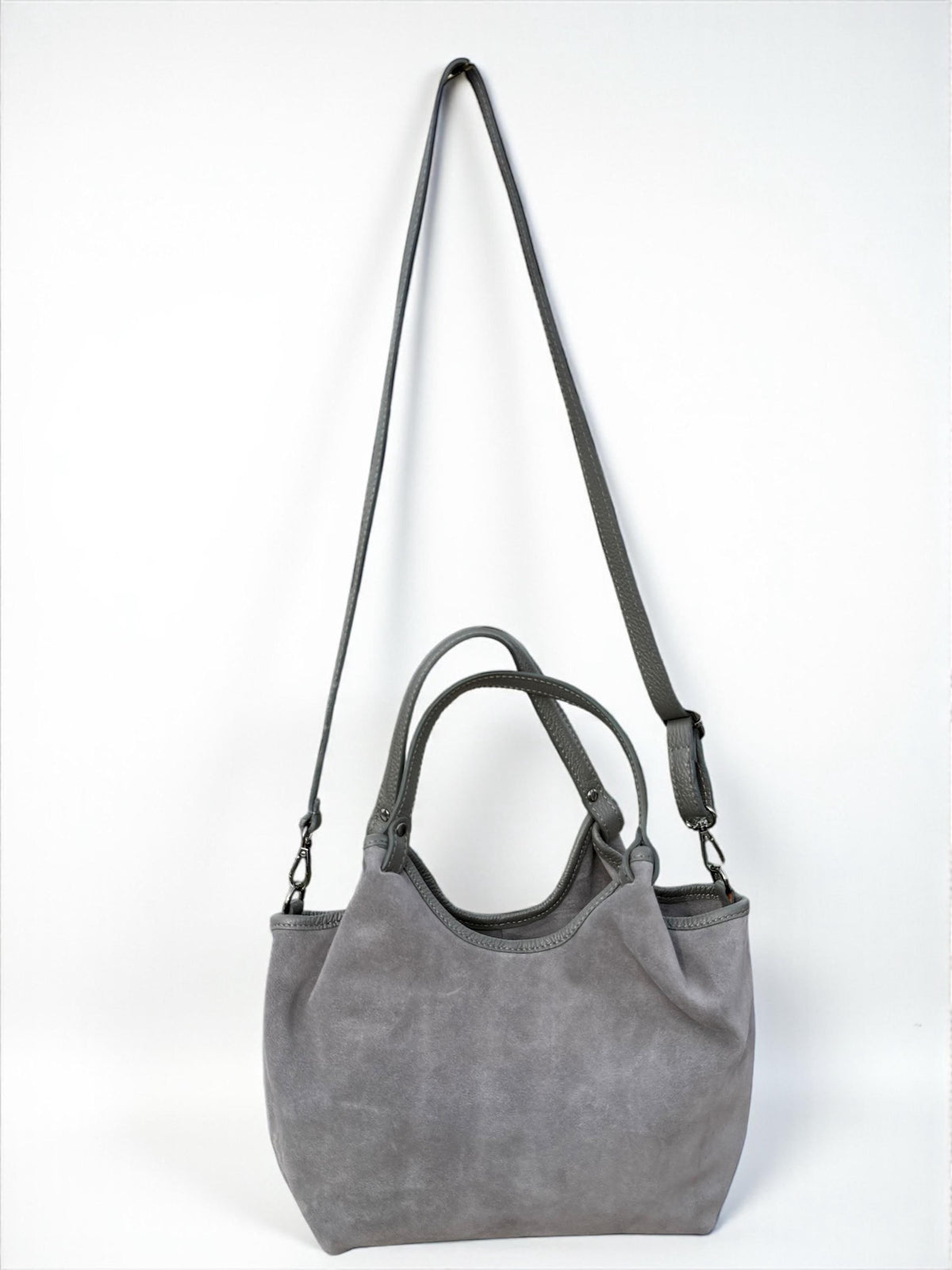Medium-Sized Black Suede Shopper Bag