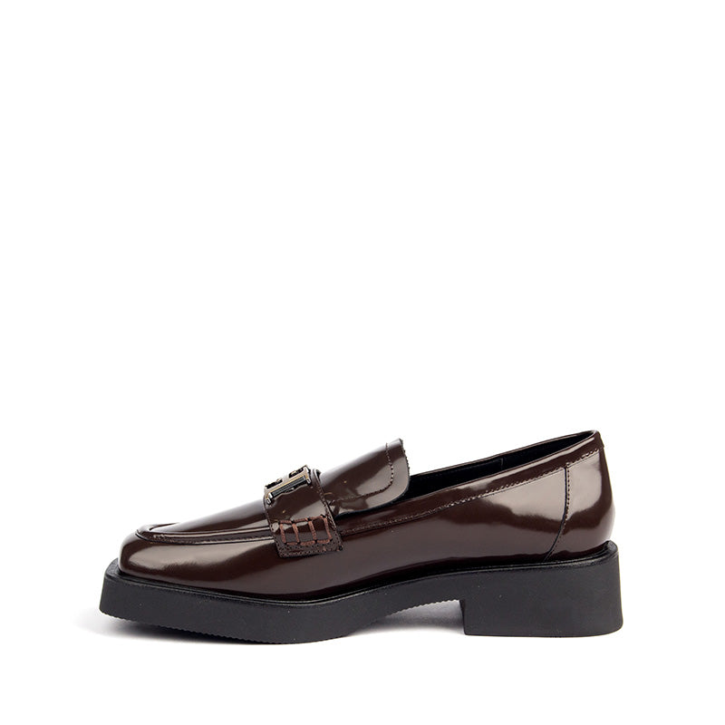 Brown Patterned Leather Loafers