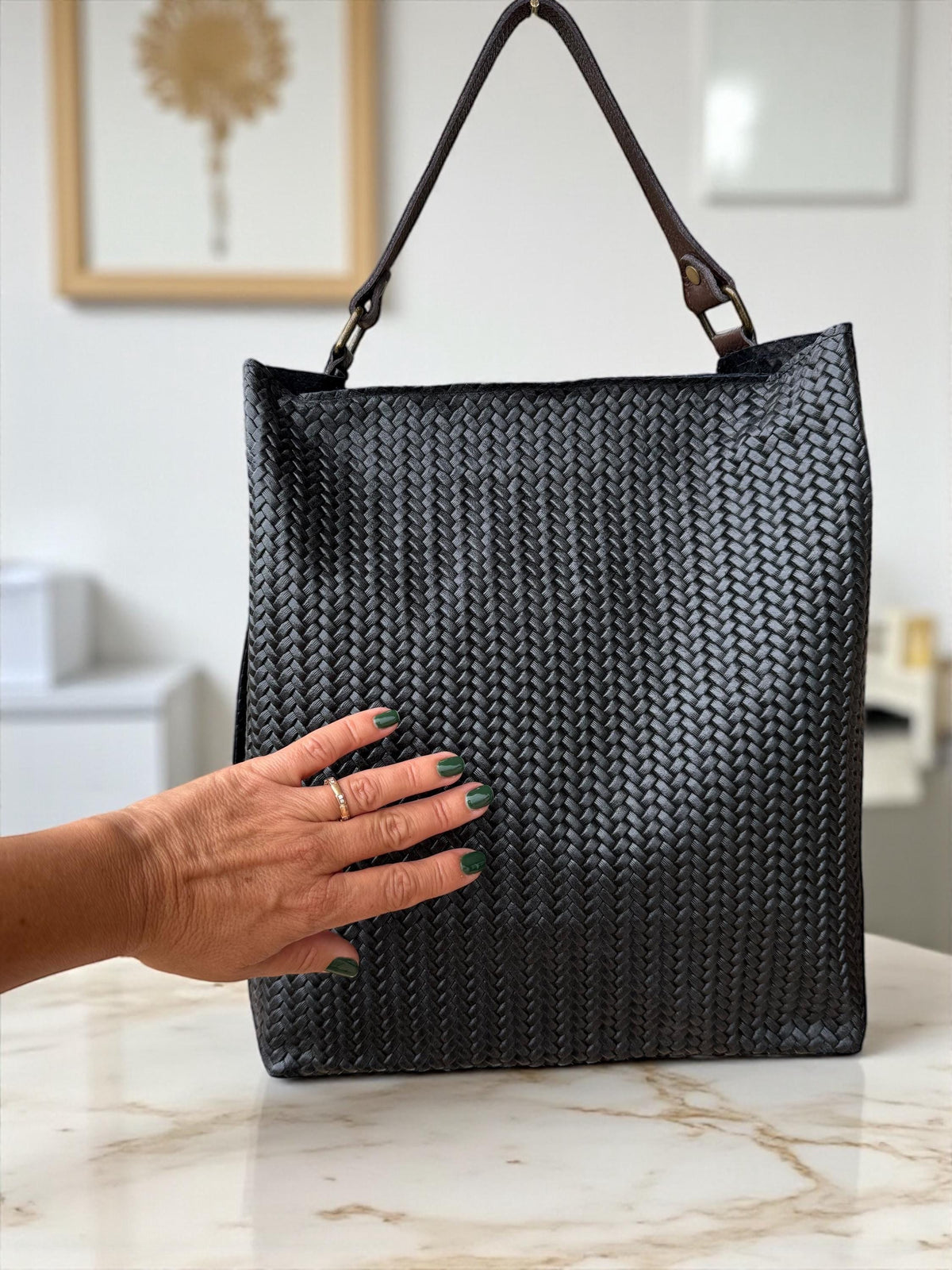 Woven Leather Tote Bag