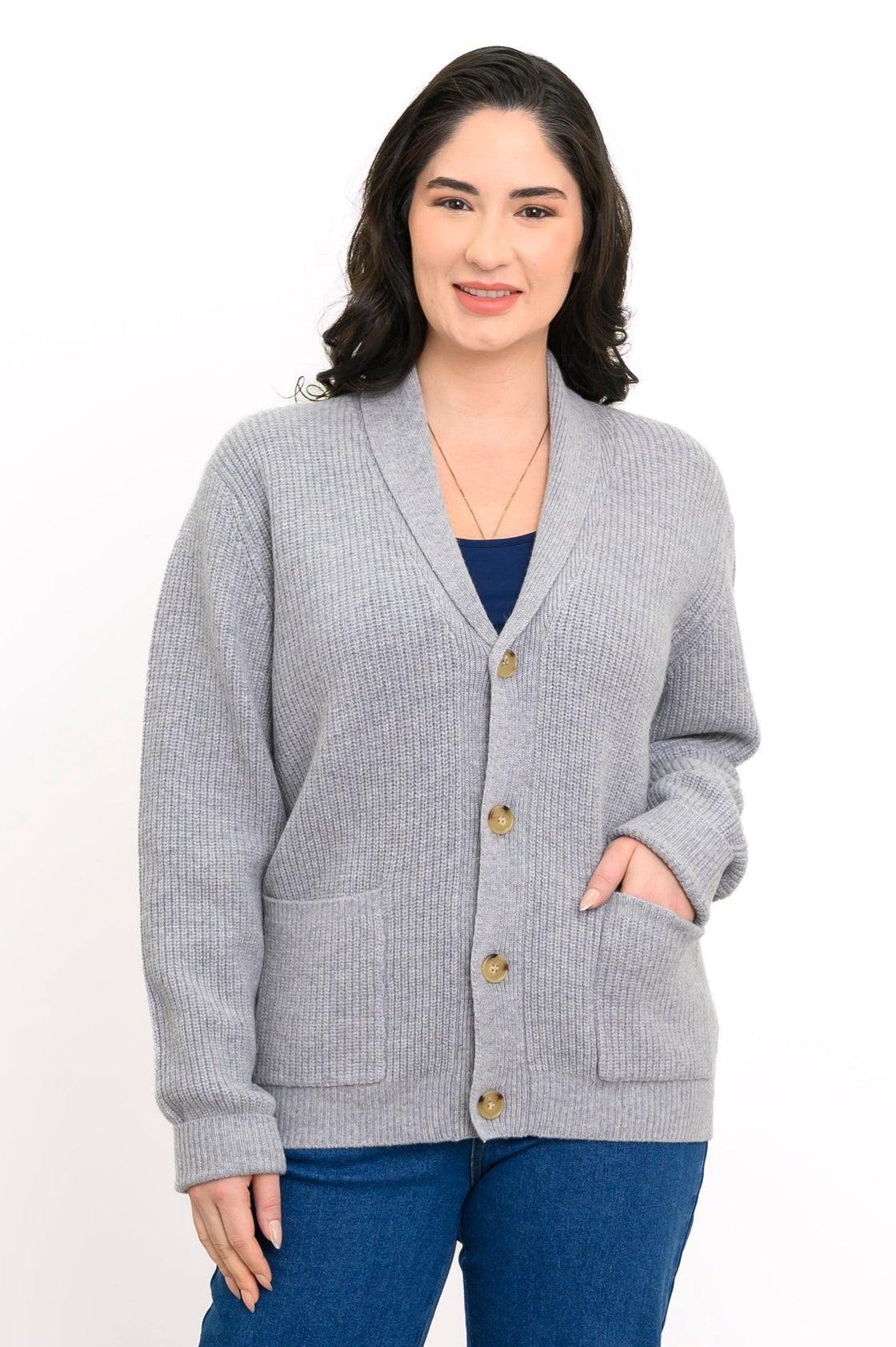 Lilo Cardigan, Silver Grey, Wool Cashmere