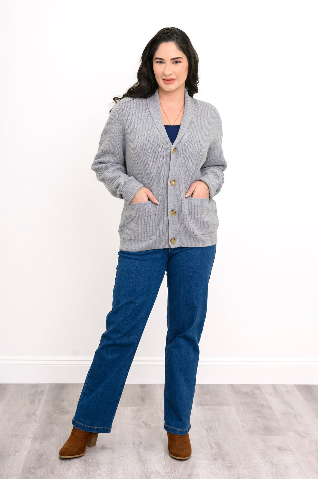 Lilo Cardigan, Silver Grey, Wool Cashmere
