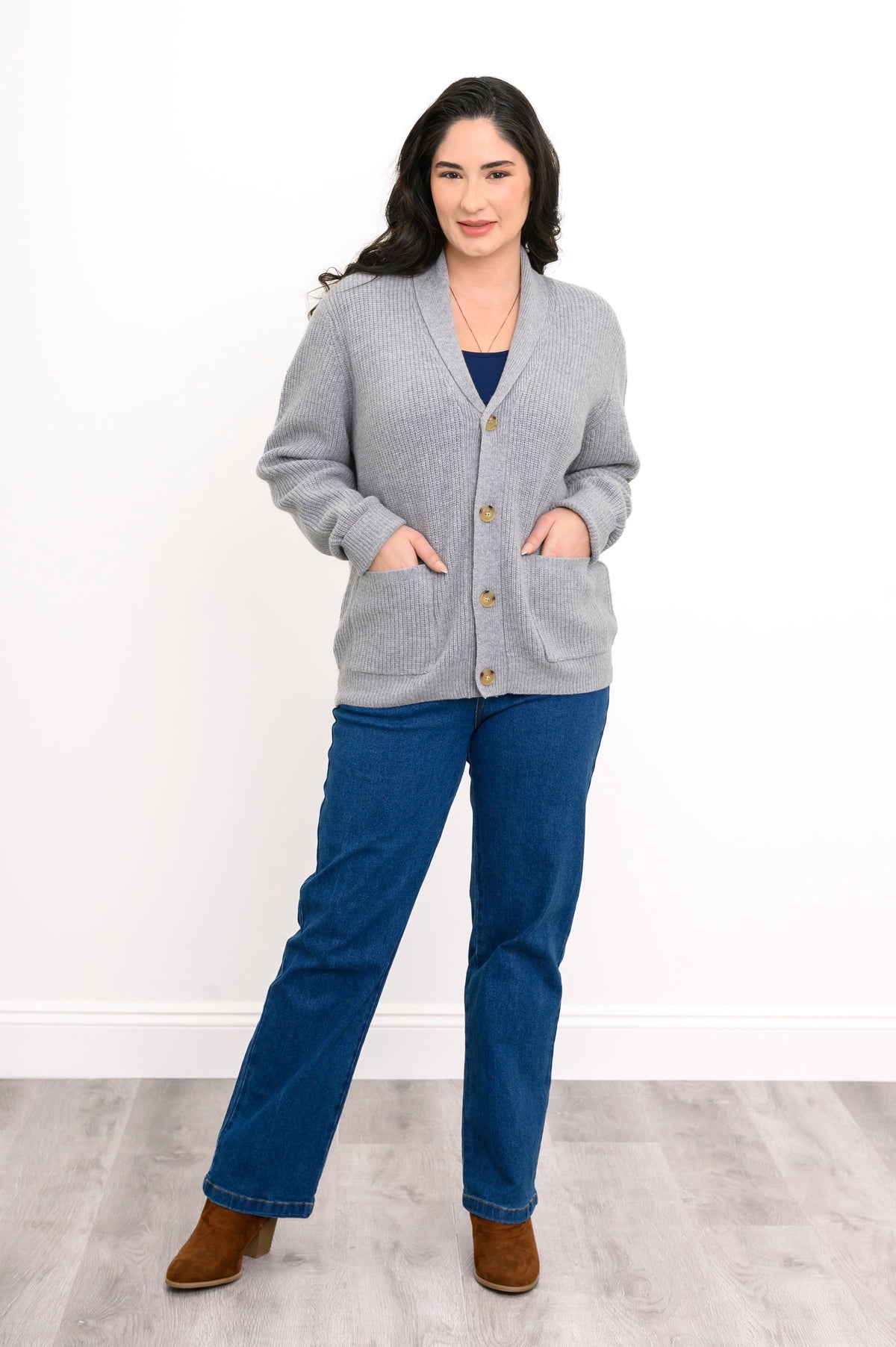 Lilo Cardigan, Silver Grey, Wool Cashmere