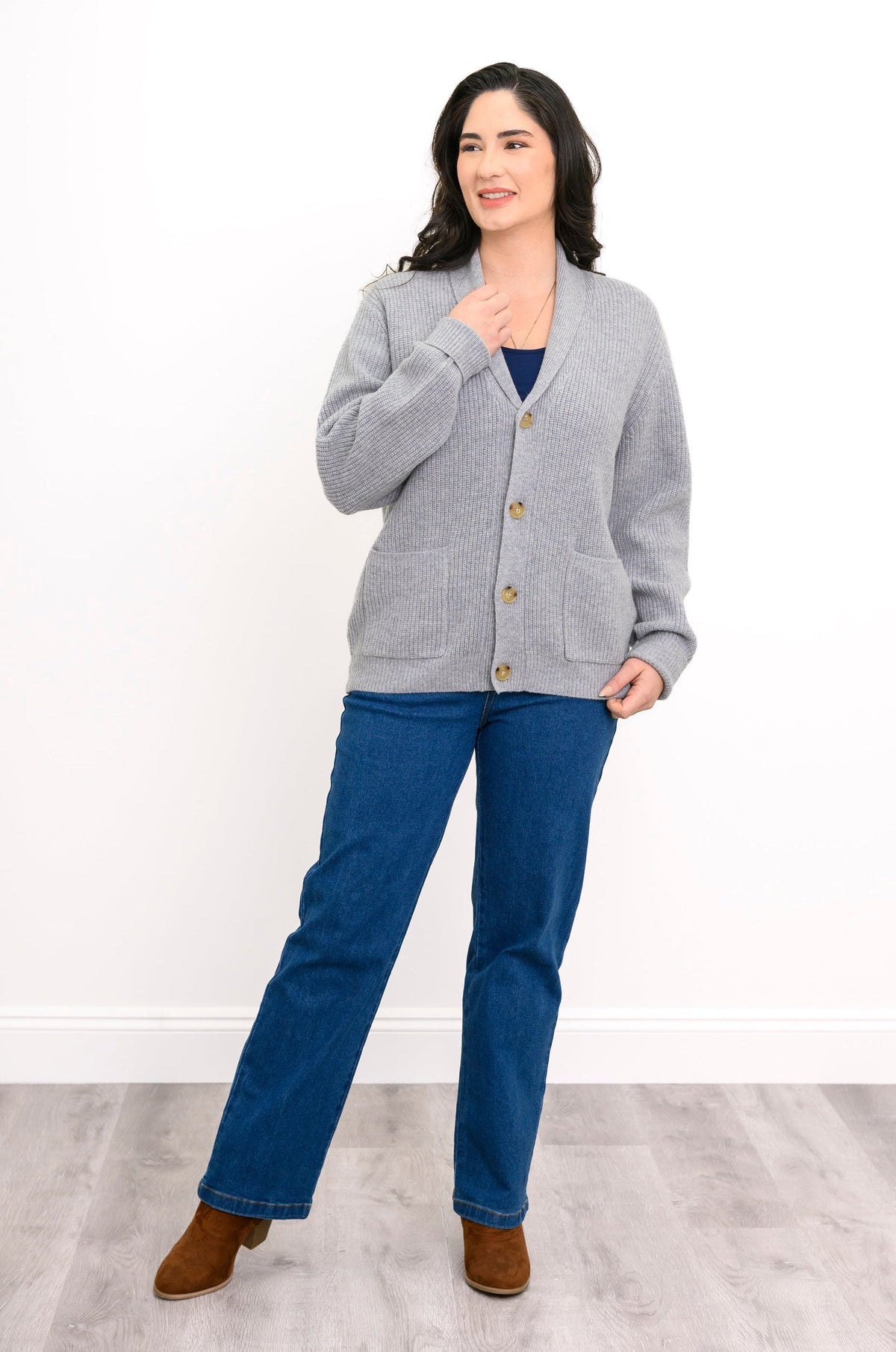 Lilo Cardigan, Silver Grey, Wool Cashmere