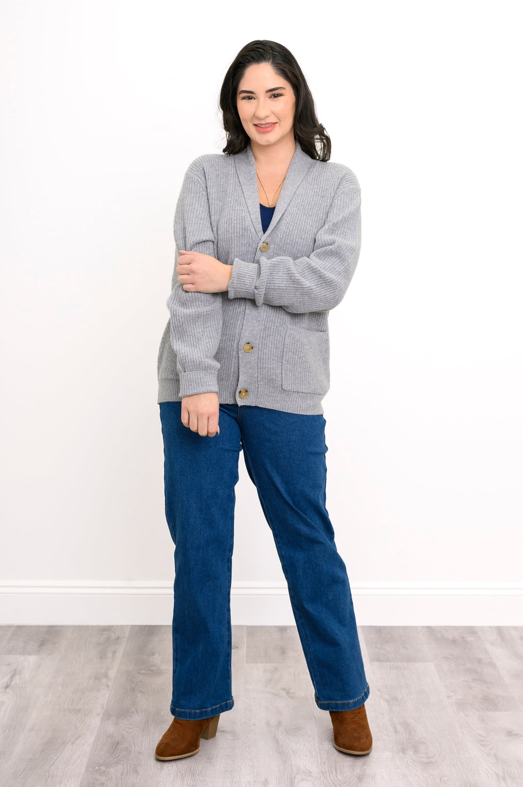 Lilo Cardigan, Silver Grey, Wool Cashmere