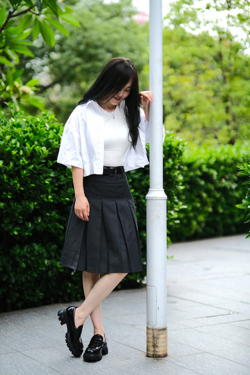 Black Patterned Leather Penny Loafers