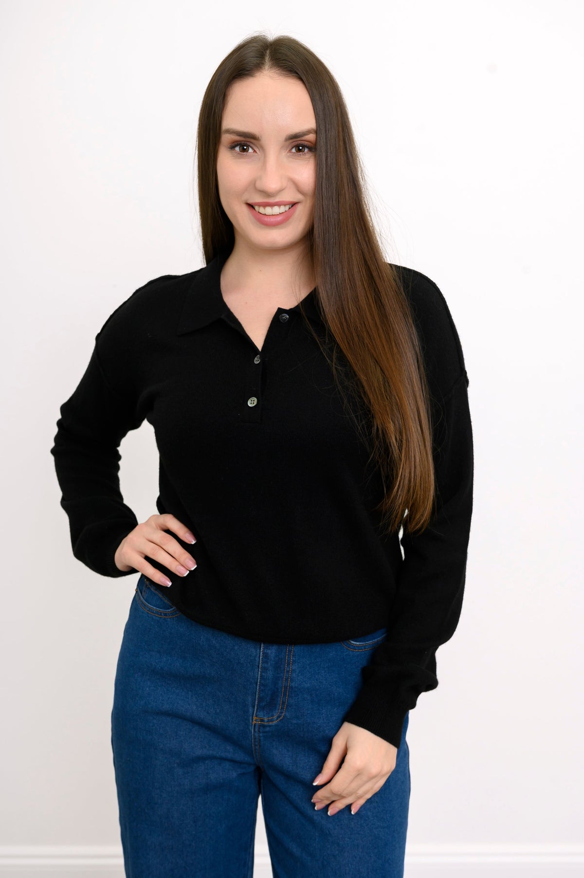 Diana Sweater, Black, Wool Cashmere