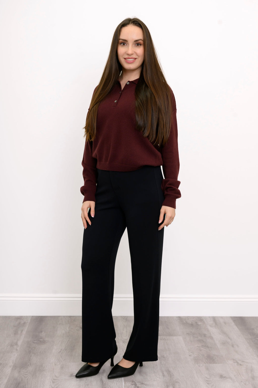 Diana Sweater, Burgundy, Wool Cashmere