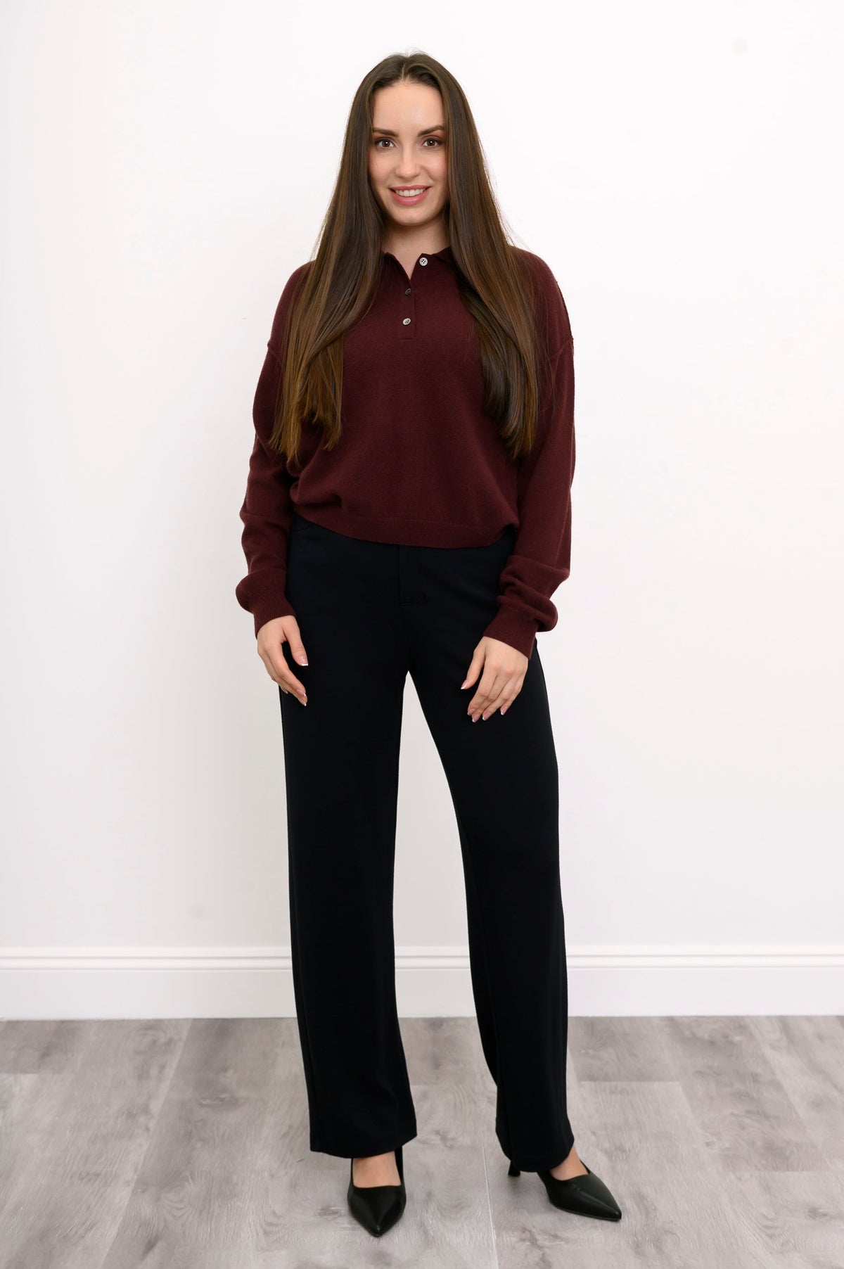 Diana Sweater, Burgundy, Wool Cashmere