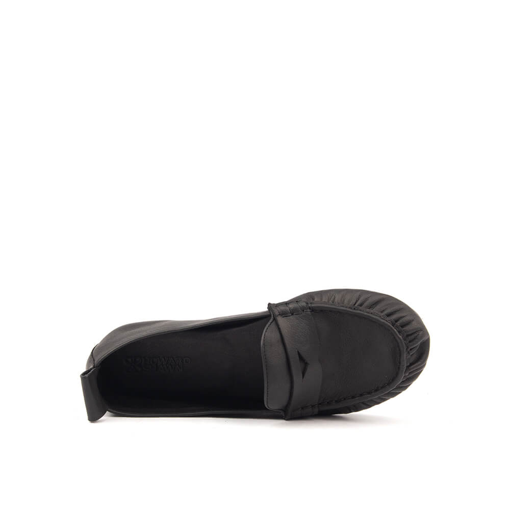 Women's Leather Penny Loafers — Soft Genuine Leather Slip-On Flat Moccasin Shoes, Comfortable Everyday Loafer Flats for Women