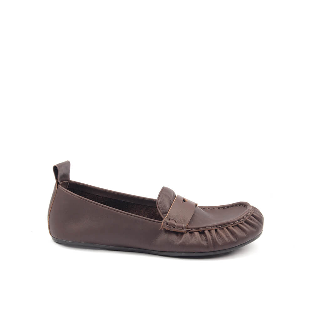 Women's Leather Penny Loafers — Soft Genuine Leather Slip-On Flat Moccasin Shoes, Comfortable Everyday Loafer Flats for Women
