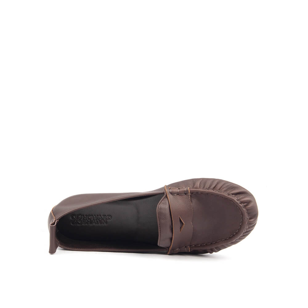 Women's Leather Penny Loafers — Soft Genuine Leather Slip-On Flat Moccasin Shoes, Comfortable Everyday Loafer Flats for Women