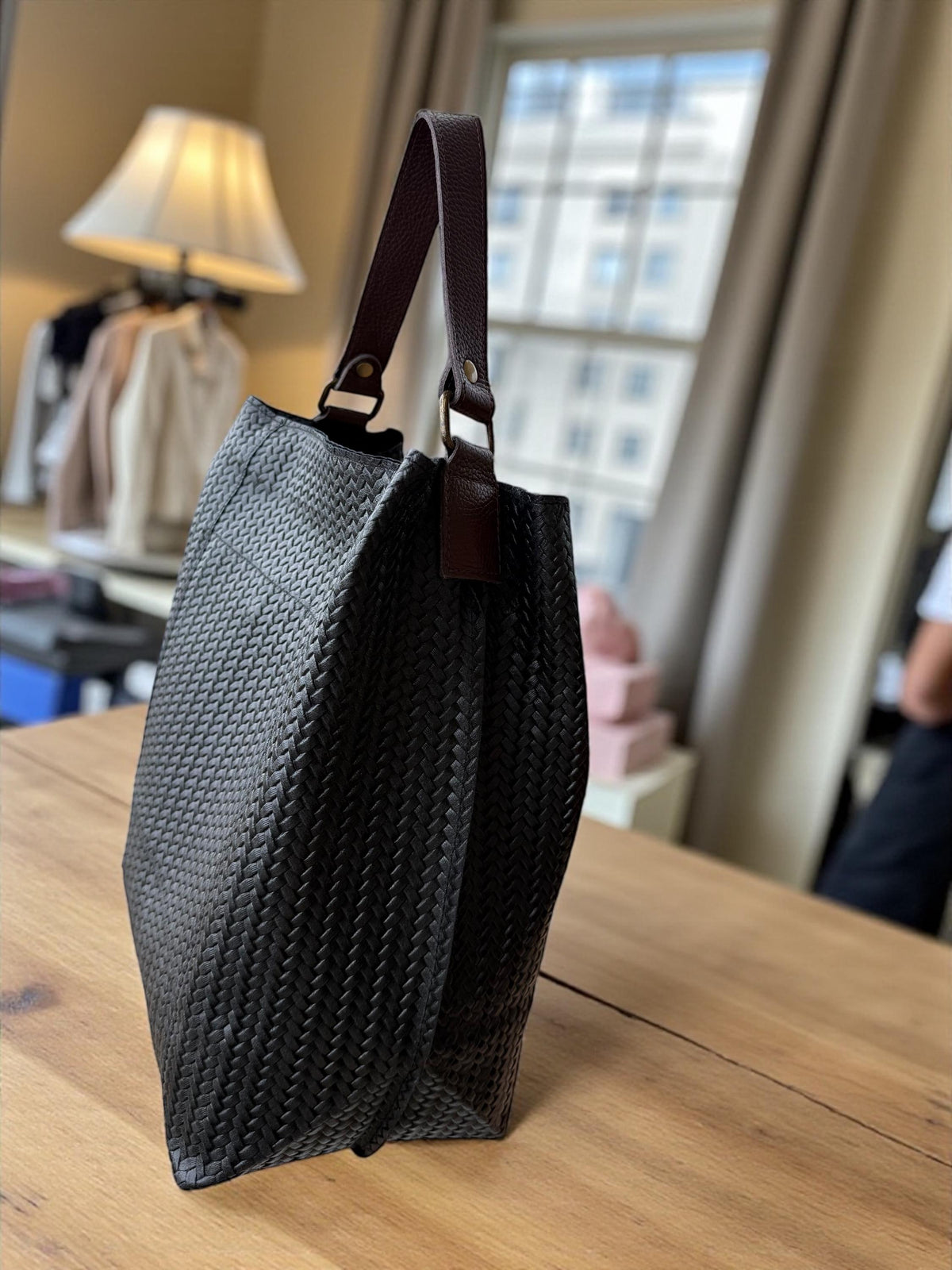 Woven Leather Tote Bag