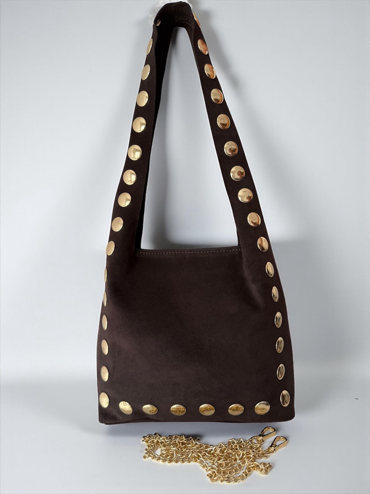 Ultra-Soft & Flexible Suede Studded Shoulder Tote Bag