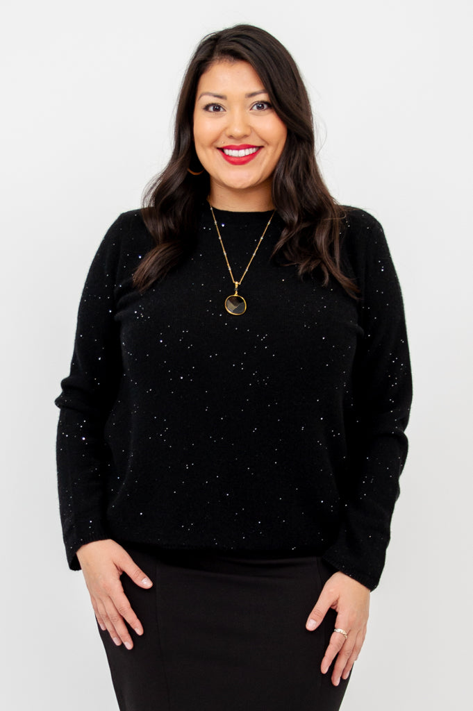 Whitaker Sweater, Black Sparkle, Cashmere